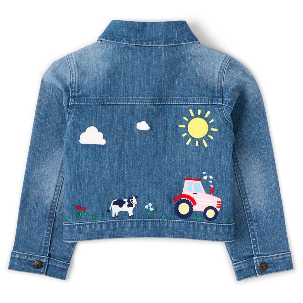 2021 Gymboree “Farming Friends” Embroidered Denim Jacket, Size 6